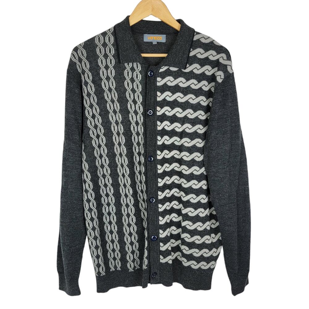 Venezzi Graphic Button Down Cardigan L